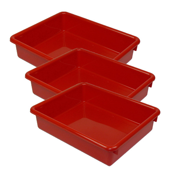Stowaway 3" Letter Tray no Lid, Red, Pack of 3