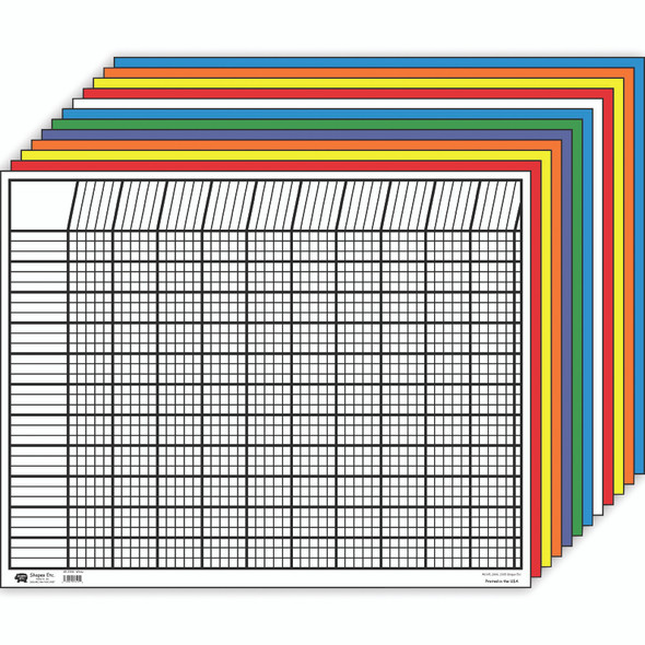 Horizontal Incentive Chart, 22" x 28", Assorted Colors, Pack of 12