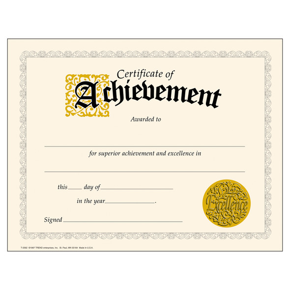 Certificate of Achievement Classic Certificates, 30 Per Pack, 6 Packs - T-2562BN