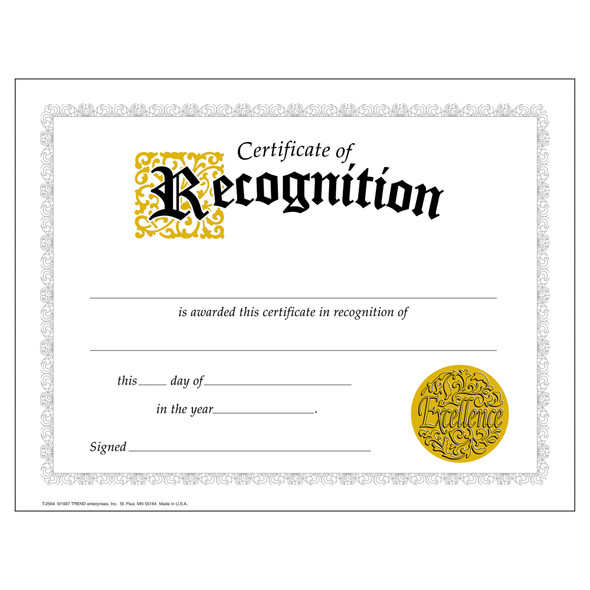Certificate of Recognition Classic Certificates, 30 Per Pack, 6 Packs - T-2564BN
