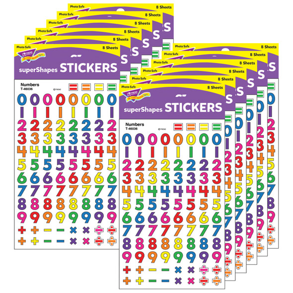 Numbers superShapes Stickers, 800 Per Pack, 12 Packs