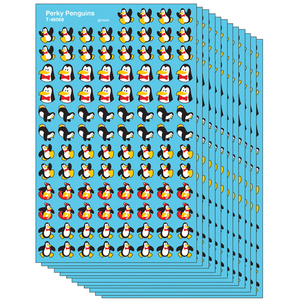 Perky Penguins superShapes Stickers, 800 Per Pack, 12 Packs