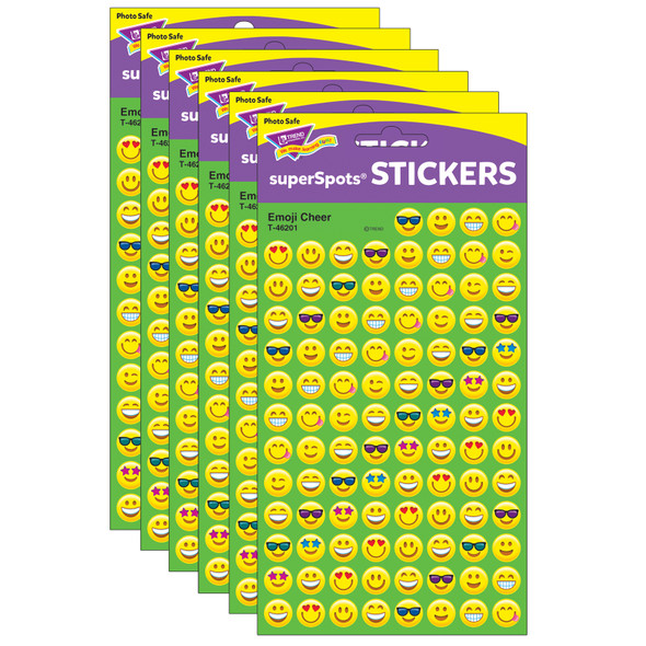 Emoji Cheer superSpots Stickers, 800 Per Pack, 6 Packs - T-46201BN