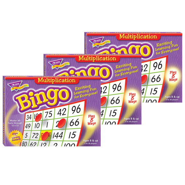 Multiplication Bingo Game, Pack of 3