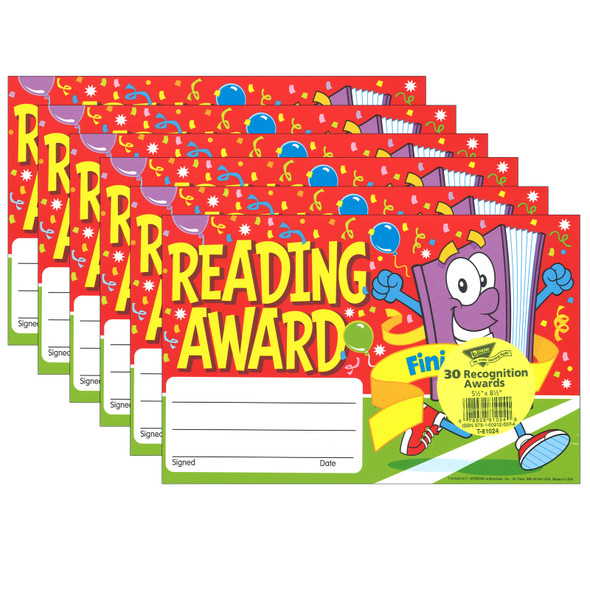 Reading Award Finish Line Recognition Awards, 30 Per Pack, 6 Packs