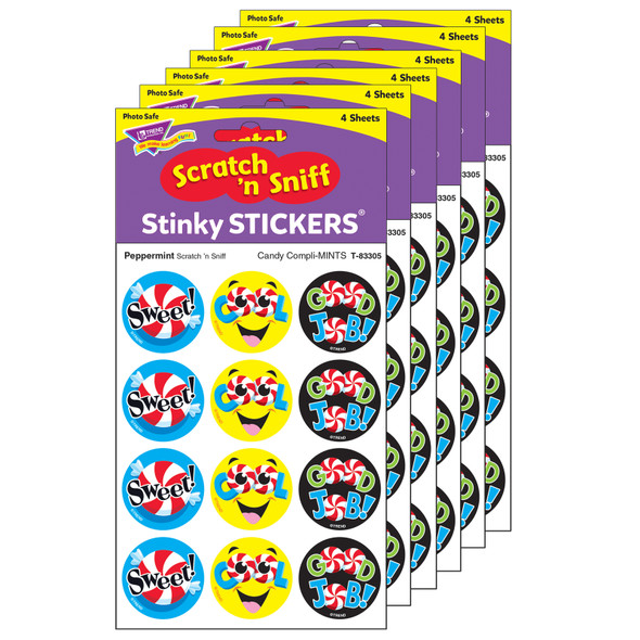 Candy Compli-MINTS/Peppermint Stinky Stickers, 48 Per Pack, 6 Packs