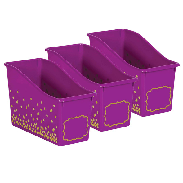 Purple Confetti Plastic Book Bin, Pack of 3