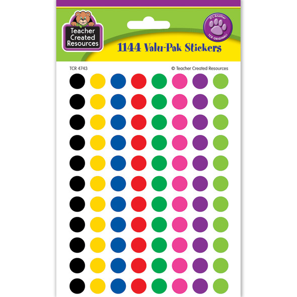 Colorful Circles Mini Stickers Valu-Pak, 1144 Per Pack, 6 Packs