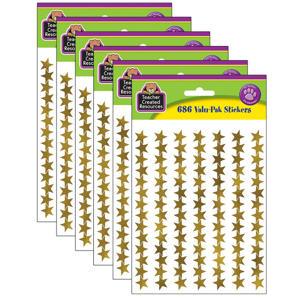 Gold Foil Star Stickers Valu-Pak, 686 Per Pack, 6 Packs