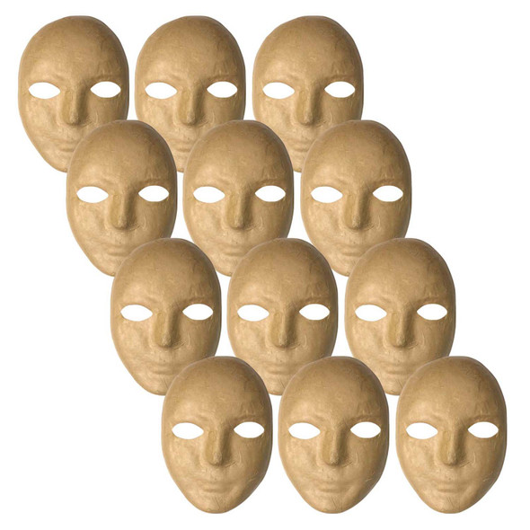 Papier Mache Mask, 8" x 5-1/4", Pack of 12