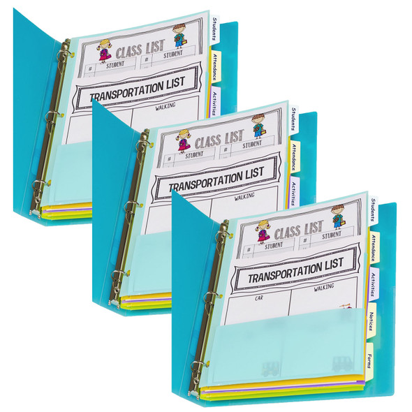 5-Tab Index Dividers with Multi-Pockets, Bright Color Assortment, 8-1/2 x 11, 3 Sets