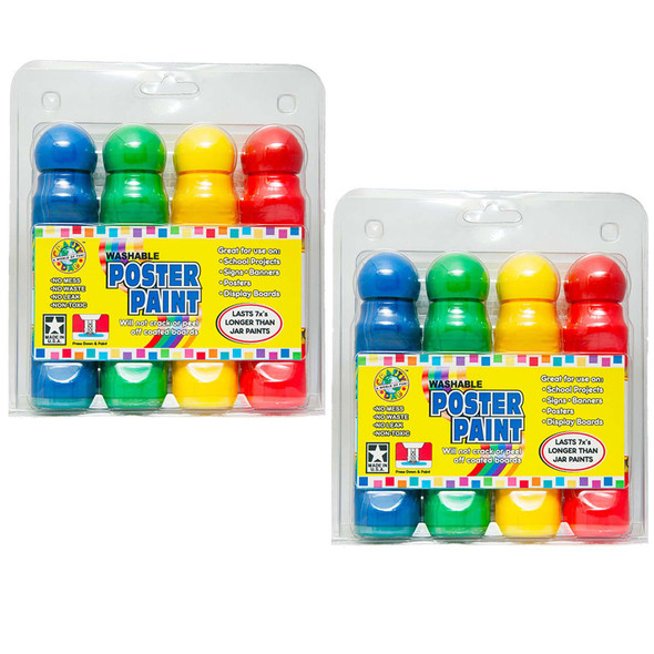 Washable Poster Paint Markers, Assorted Colors, 4 Per Pack, 2 Packs