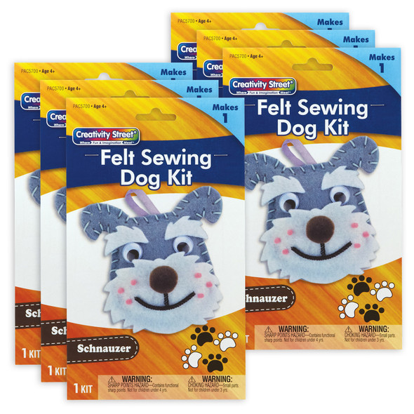Felt Sewing Dog Kit, Schnauzer, 4.25" x 6.5" x 1", 6 Kits