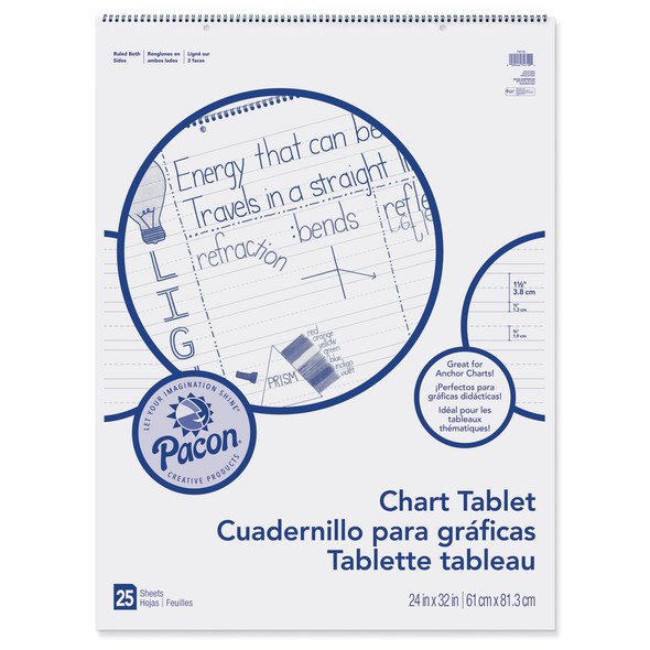 Chart Tablet, Manuscript Cover, 1-1/2" Ruled, 24" x 32", 25 Sheets