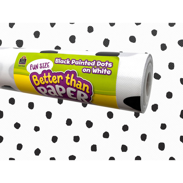 Fun Size Better Than Paper Bulletin Board Roll Black Painted Dots on White