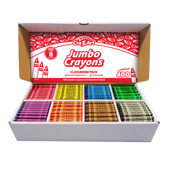 Jumbo Crayon Classroom Pack, 8 Color, Box of 400