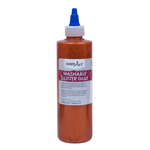 Washable Glitter Glue, 8 oz., Orange