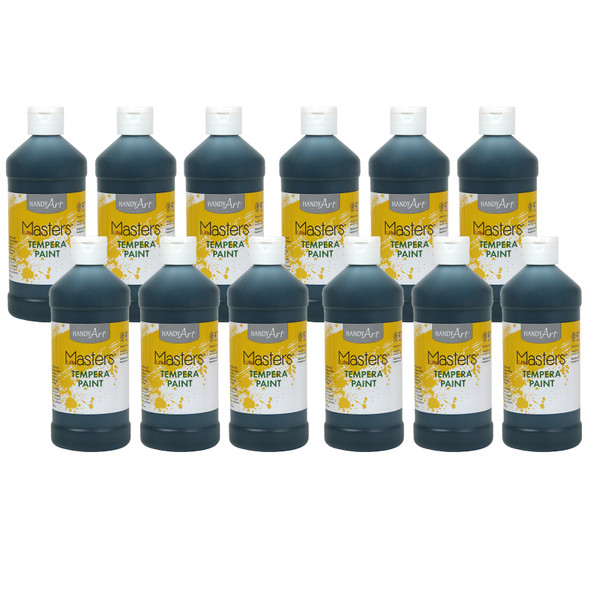 Little Masters Tempera Paint, Black, 16 oz., Pack of 12