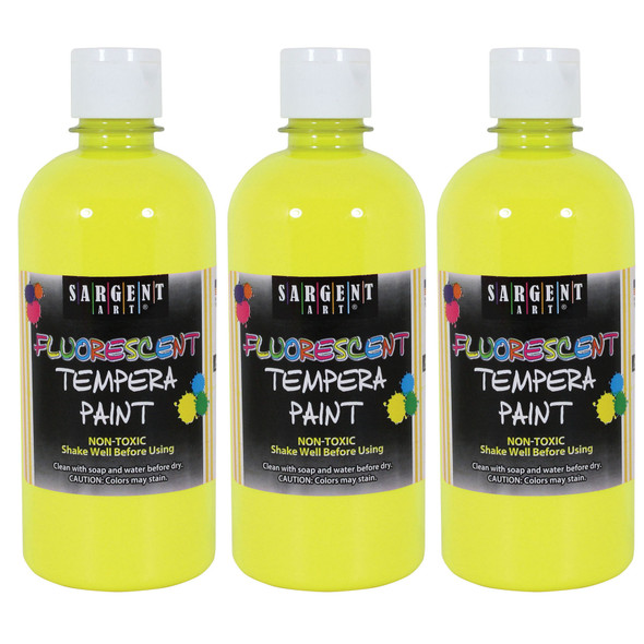 Tempera Paint, Chartreuse Neon, 16 oz., Pack of 3