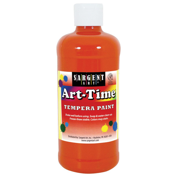 Art-Time Tempera Paint, Orange, 16 oz.