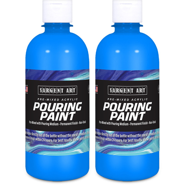 Acrylic Pouring Paint, 16 oz, Spectral Blue, Pack of 2