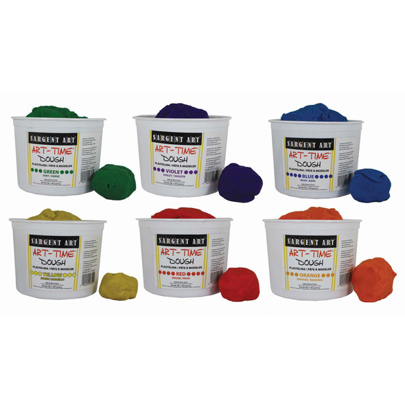 Art-Time Dough, Assorted Colors, 3lb. Tub, Pack of 6