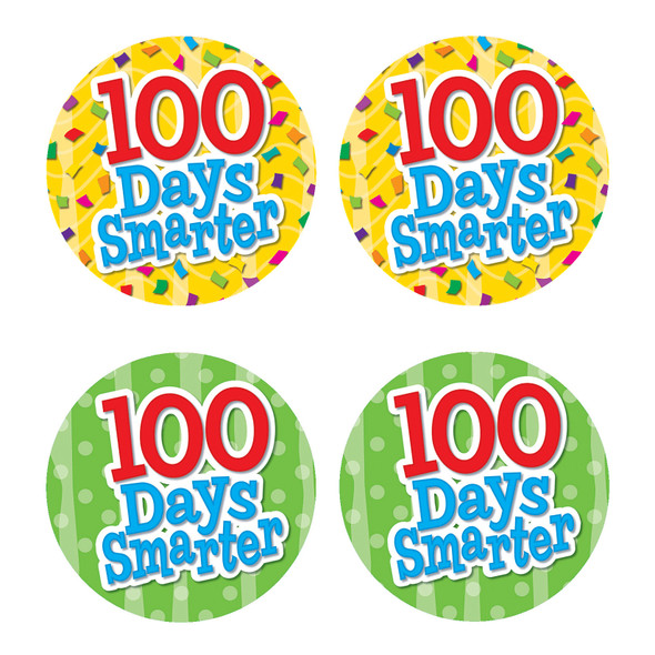 100 Days Smarter Wear 'Em Badges, Self-Adhesive, Pack of 32