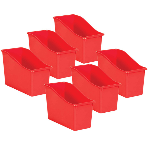 Red Plastic Book Bin, Pack of 6