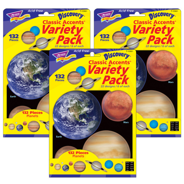 Planets Classic Accents Variety Pack, 132 Pieces Per Pack, 3 Packs