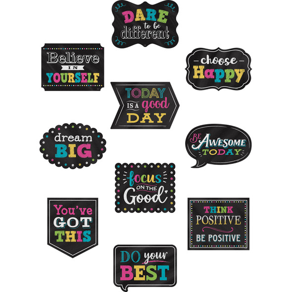 Chalkboard Brights Positive Sayings Accents, 30 Per Pack, 3 Packs