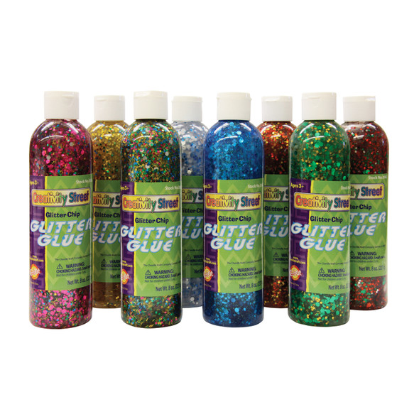Glitter Glue, Assorted Confetti, 8 fl. oz., 8 Bottles