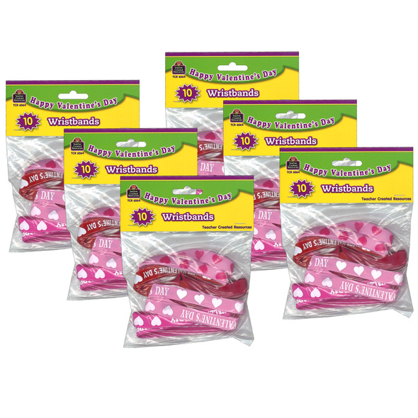 Happy Valentine's Day Wristbands, 10 Per Pack, 6 Packs