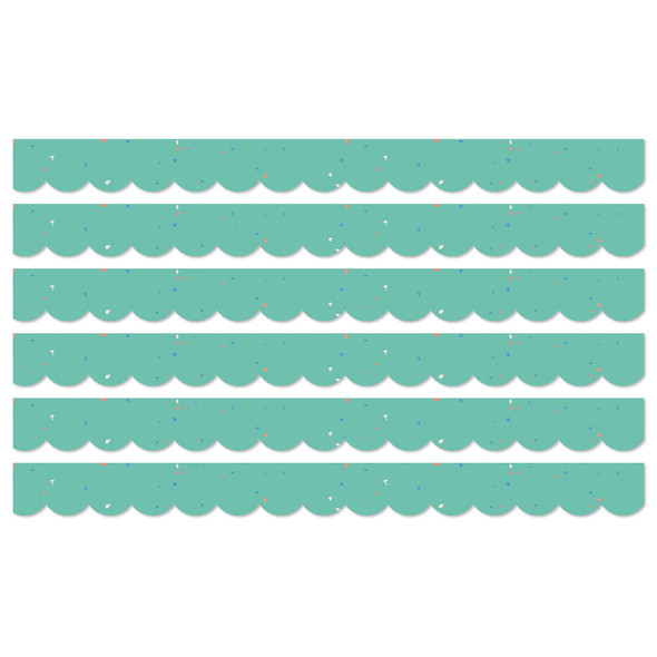 (6 Pk) Speckld Teal Scallop Borders