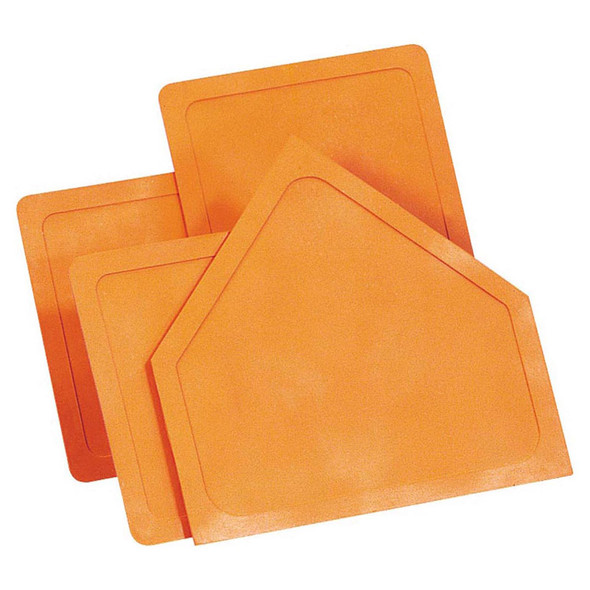 Rubber Throw-Down Home Plate & 3 Base Set, Orange