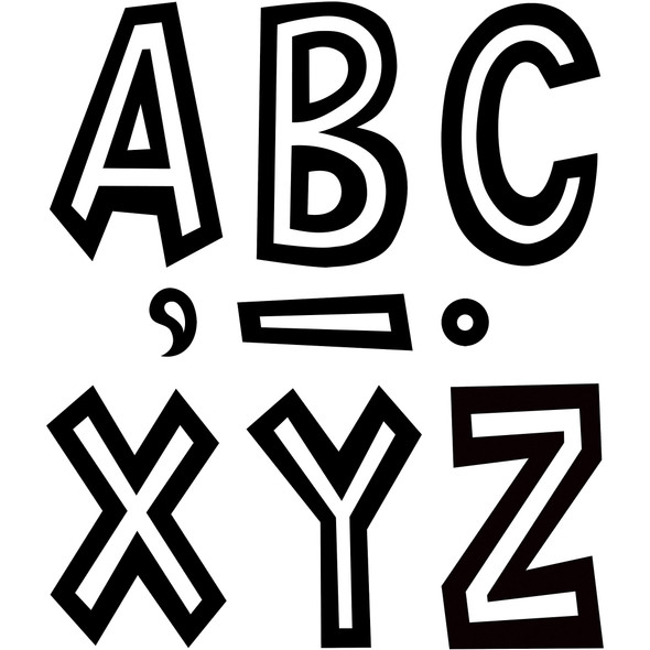 Black and White 7" Fun Font Letters, 120 Per Pack, 2 Packs