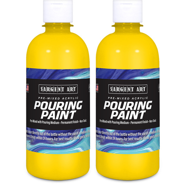 Acrylic Pouring Paint, 16 oz, Yellow, Pack of 2