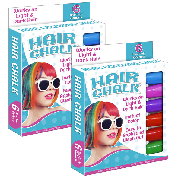 Hair Coloring Chalk, 6 Colors Per Pack, 2 Packs