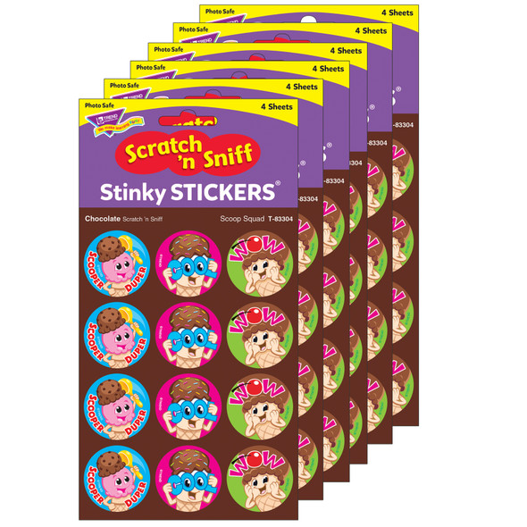 Scoop Squad/Chocolate Stinky Stickers, 48 Per Pack, 6 Packs