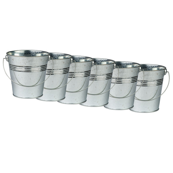Metal Pail with Handle, Pack of 6