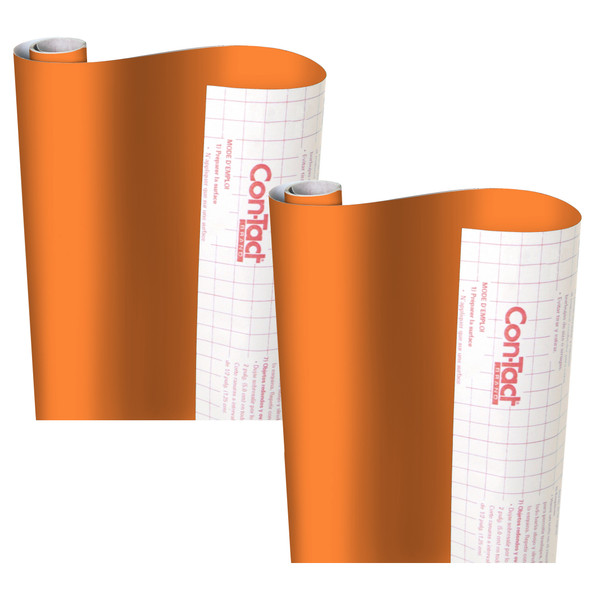 Creative Covering Adhesive Covering, Orange, 18" x 16 ft, Pack of 2