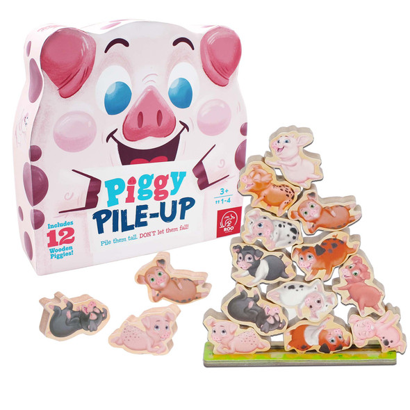 Piggy Pile-Up - Fast-Paced Stacking and Balancing Game - For Ages 3+ - Place All Your Pigs on the Pile to Win