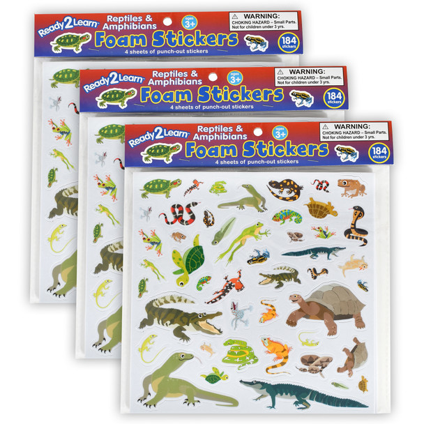 (3 Pk) Foam Stickers Reptiles & Amphibians