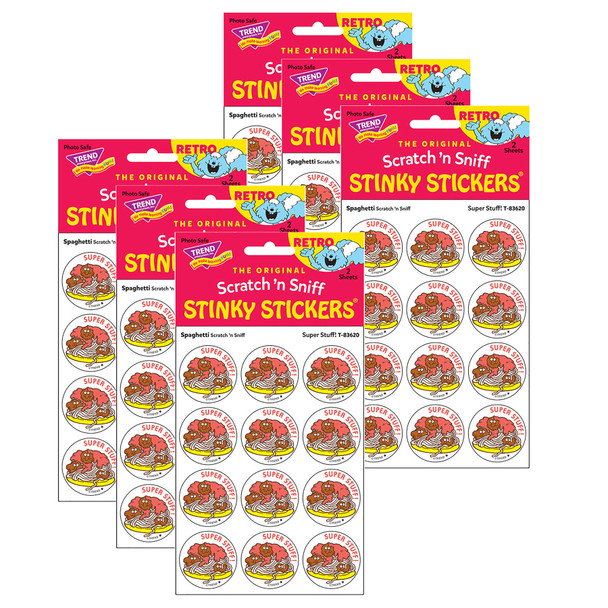 (6 Pk) Stickers 24ct Super Stuff Spaghetti Scent