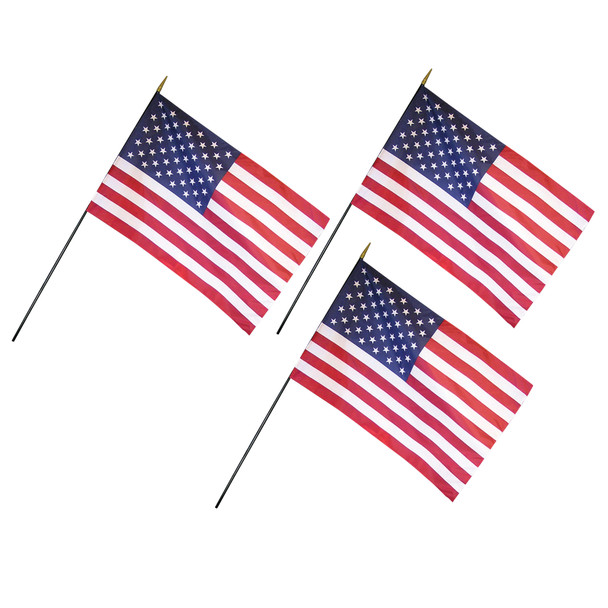 U.S. Classroom Flag with Staff, 12" x 18", Pack of 3 - ANN042800-3