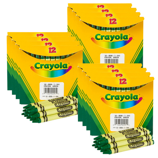 Bulk Crayons, Green, Regular Size, 12 Per Box, 12 Boxes - BIN520836044-12