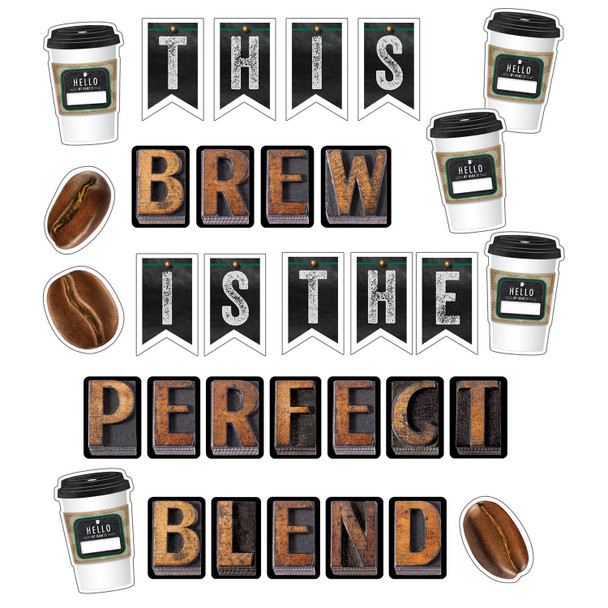 Industrial Cafe This Brew Is the Perfect Blend Bulletin Board Set, 73 Pieces - CD-110480
