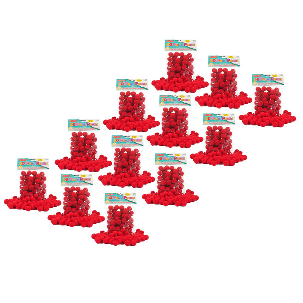 Pom-Poms 1", Red, 50 Per Pack, 12 Packs - CHL69530-12