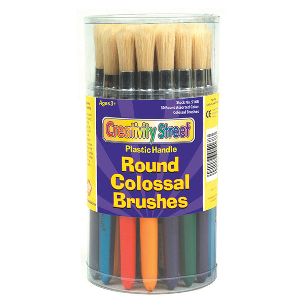 Colossal Brushes, Round, Assorted Colors, 7.25" Long, 30 Brushes - CK-5168