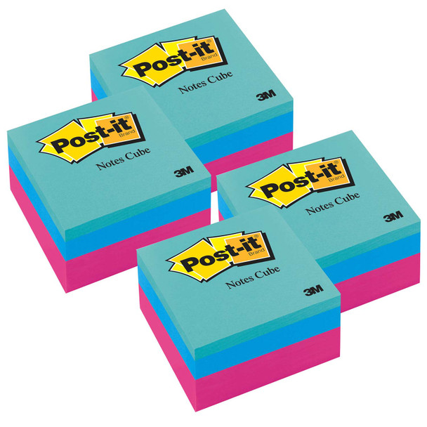 Notes Cube, Ultra Colors, 3" x 3", Pack of 4 - MMM2027RCR-4