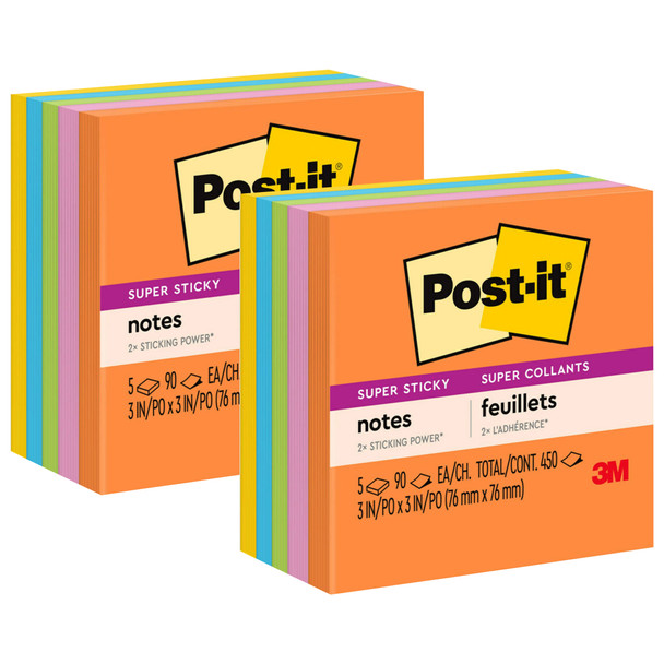 (2 Pk) Post-it Notes Super Sticky 5 Pads - MMM6545SSUC-2